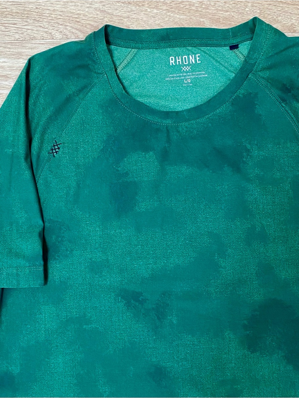 Rhone T-Shirt Men’s L Green IKAT Camo Short Sleeve Performance Stretch Tee Shirt